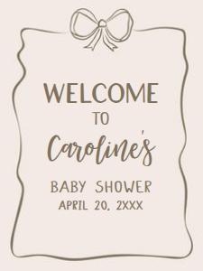 1041 Neutral Coquette Baby Shower Welcome Sign 18x24 A: 1041 Neutral Coquette Baby Shower Welcome Sign