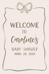 1041 Neutral Coquette Baby Shower Welcome Sign 20x30 A: 1041 Neutral Coquette Baby Shower Welcome Sign