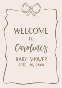 1041 Neutral Coquette Baby Shower Welcome Sign A4 A: 1041 Neutral Coquette Baby Shower Welcome Sign