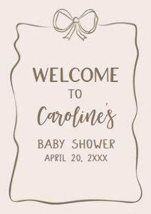 1041 Neutral Coquette Baby Shower Welcome Sign A3 A: 1041 Neutral Coquette Baby Shower Welcome Sign