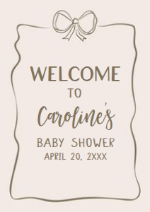 1041 Neutral Coquette Baby Shower Welcome Sign A2 A: 1041 Neutral Coquette Baby Shower Welcome Sign