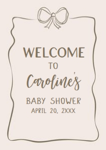 1041 Neutral Coquette Baby Shower Welcome Sign A1 A: 1041 Neutral Coquette Baby Shower Welcome Sign