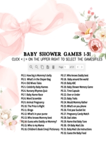 1042 Floral Coquette Baby Shower Games Bundle 1 A: 1042 Floral Coquette Baby Shower Games Bundle