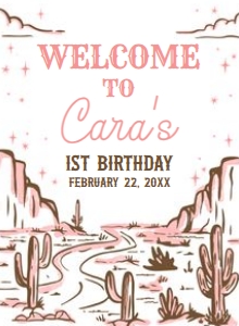 53BD Cowgirl Rodeo Birthday Welcome Sign 11x15 A: 53BD Cowgirl Rodeo Birthday Welcome Sign
