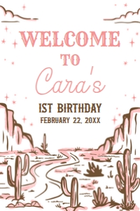 53BD Cowgirl Rodeo Birthday Welcome Sign 24x36 A: 53BD Cowgirl Rodeo Birthday Welcome Sign