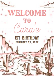 53BD Cowgirl Rodeo Birthday Welcome Sign A1 A: 53BD Cowgirl Rodeo Birthday Welcome Sign