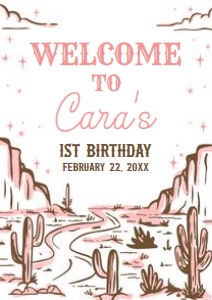 53BD Cowgirl Rodeo Birthday Welcome Sign A2 A: 53BD Cowgirl Rodeo Birthday Welcome Sign