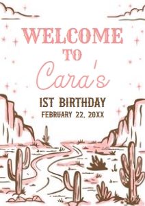 53BD Cowgirl Rodeo Birthday Welcome Sign A3 A: 53BD Cowgirl Rodeo Birthday Welcome Sign