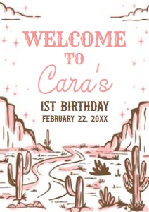 53BD Cowgirl Rodeo Birthday Welcome Sign A4 A: 53BD Cowgirl Rodeo Birthday Welcome Sign