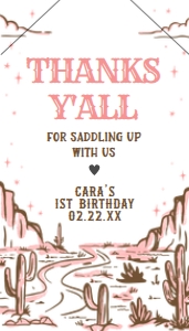 53BD Cowgirl Rodeo Birthday Favor Tag with Line A: 53BD Cowgirl Rodeo Birthday Favor Tag