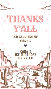 53BD Cowgirl Rodeo Birthday Favor Tag design preview