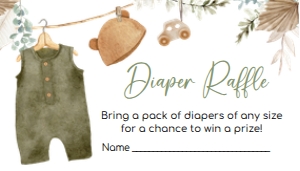 1045 Boho Clothes Baby Shower Diaper Raffle A: 1045 Boho Clothes Baby Shower Invitation Set