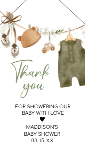 1045 Boho Clothes Baby Shower Favor Tag with Line A: 1045 Boho Clothes Baby Shower Favor Tag