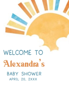 1046 Here Comes the Son Baby Shower Welcome Sign 16x20 A: 1046 Here Comes the Son Baby Shower Welcome Sign