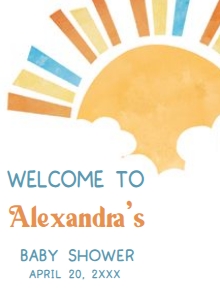 1046 Here Comes the Son Baby Shower Welcome Sign 11x15 A: 1046 Here Comes the Son Baby Shower Welcome Sign
