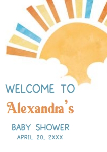 1046 Here Comes the Son Baby Shower Welcome Sign A4 A: 1046 Here Comes the Son Baby Shower Welcome Sign