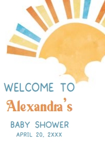 1046 Here Comes the Son Baby Shower Welcome Sign A3 A: 1046 Here Comes the Son Baby Shower Welcome Sign