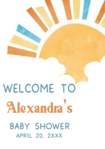 1046 Here Comes the Son Baby Shower Welcome Sign A2 A: 1046 Here Comes the Son Baby Shower Welcome Sign
