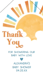 1046 Here Comes the Son Baby Shower Favor Tag with Line A: 1046 Here Comes the Son Baby Shower Favor Tag