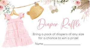 1049 Girl Boho Clothes Baby Shower Diaper Raffle A: 1049 Girl Boho Clothes Baby Shower Invitation Set