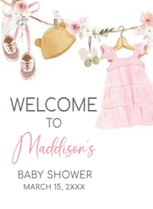 1049 Girl Boho Clothes Baby Shower Welcome Sign design preview