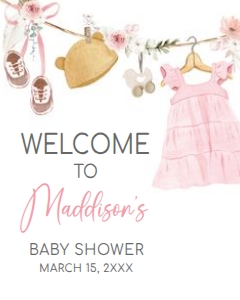1049 Girl Boho Clothes Baby Shower Welcome Sign 16x20 A: 1049 Girl Boho Clothes Baby Shower Welcome Sign