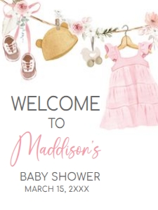 1049 Girl Boho Clothes Baby Shower Welcome Sign 18x24 A: 1049 Girl Boho Clothes Baby Shower Welcome Sign