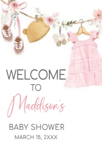 1049 Girl Boho Clothes Baby Shower Welcome Sign 20x30 A: 1049 Girl Boho Clothes Baby Shower Welcome Sign