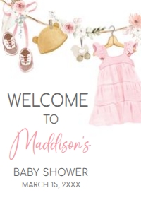 1049 Girl Boho Clothes Baby Shower Welcome Sign 24x36 A: 1049 Girl Boho Clothes Baby Shower Welcome Sign