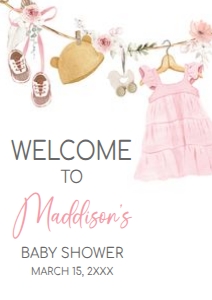1049 Girl Boho Clothes Baby Shower Welcome Sign A1 A: 1049 Girl Boho Clothes Baby Shower Welcome Sign