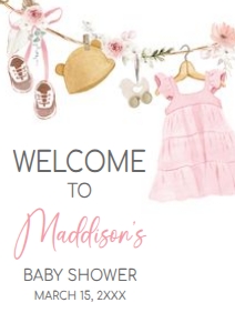 1049 Girl Boho Clothes Baby Shower Welcome Sign A2 A: 1049 Girl Boho Clothes Baby Shower Welcome Sign