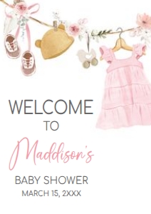 1049 Girl Boho Clothes Baby Shower Welcome Sign A3 A: 1049 Girl Boho Clothes Baby Shower Welcome Sign
