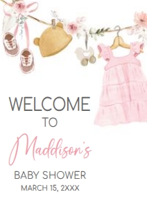 1049 Girl Boho Clothes Baby Shower Welcome Sign A4 A: 1049 Girl Boho Clothes Baby Shower Welcome Sign