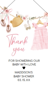 1049 Girl Boho Clothes Baby Shower Favor Tag with Line A: 1049 Girl Boho Clothes Baby Shower Favor Tag