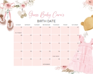 1049 Girl Boho Clothes Baby Shower Calendar 10x8 A: 1049 Girl Boho Clothes Baby Shower Calendar