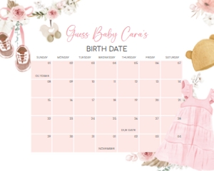 1049 Girl Boho Clothes Baby Shower Calendar 20x16 A: 1049 Girl Boho Clothes Baby Shower Calendar