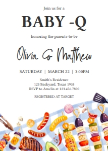 1052 BBQ Baby Shower Invitation Set design preview