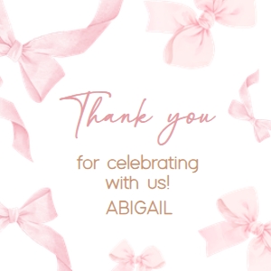 56BD Coquette Pink Bow First Birthday Squared Favor Tags A: 56BD Coquette Pink Bow First Birthday Round Favor Tag