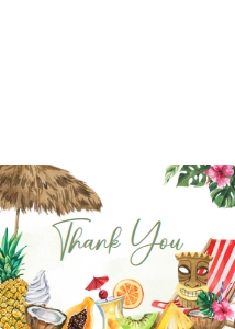 1051 Girl Tropical Hawaiian Baby Shower Thank You Card A: 1051 Girl Tropical Hawaiian Baby Shower Invitation Set