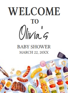 1052 BBQ Baby Shower Welcome Sign design preview