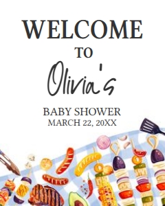 1052 BBQ Baby Shower Welcome Sign 16x20 A: 1052 BBQ Baby Shower Welcome Sign