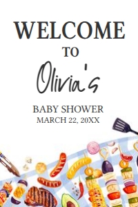 1052 BBQ Baby Shower Welcome Sign 24x36 A: 1052 BBQ Baby Shower Welcome Sign
