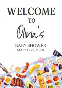 1052 BBQ Baby Shower Welcome Sign A1 A: 1052 BBQ Baby Shower Welcome Sign