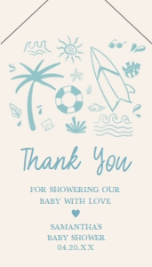 1050 Blue Baby on Board Baby Shower Favor Tag with Line A: 1050 Blue Baby on Board Baby Shower Favor Tag