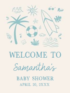 1050 Blue Baby on Board Baby Shower Welcome Sign 18x24 A: 1050 Blue Baby on Board Baby Shower Welcome Sign