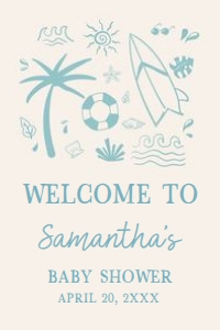 1050 Blue Baby on Board Baby Shower Welcome Sign 20x30 A: 1050 Blue Baby on Board Baby Shower Welcome Sign