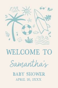 1050 Blue Baby on Board Baby Shower Welcome Sign 24x36 A: 1050 Blue Baby on Board Baby Shower Welcome Sign