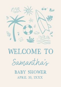 1050 Blue Baby on Board Baby Shower Welcome Sign A1 A: 1050 Blue Baby on Board Baby Shower Welcome Sign
