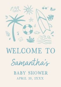1050 Blue Baby on Board Baby Shower Welcome Sign A4 A: 1050 Blue Baby on Board Baby Shower Welcome Sign