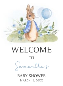 57BD Peter Rabbit Birthday Welcome Sign design preview
